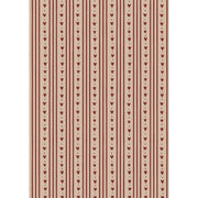 Papierrolle "Herzen und Streifen" - 5 m (Natur/Rot)