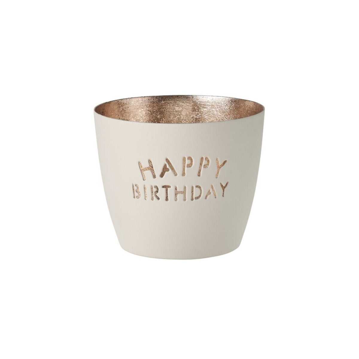 Windlicht "Madras Happy Birthday" - M (Weiß/Gold)