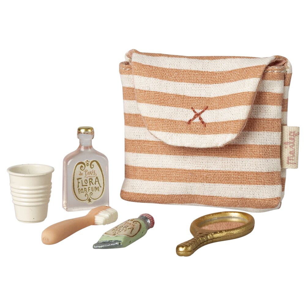 Miniatur Zahnbürsten-Set in Tasche für Maus - 4x5 cm (Rot)