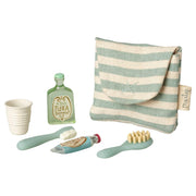 Miniatur Zahnbürsten-Set in Tasche für Maus - 4x5 cm (Blau)