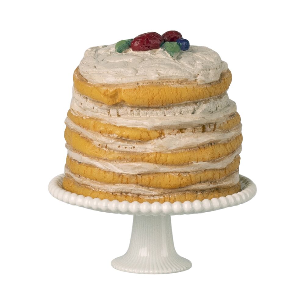 Puppenhaus Partykuchen und Kuchenplatte für Maus - 5,5x6 cm (Off Weiß)