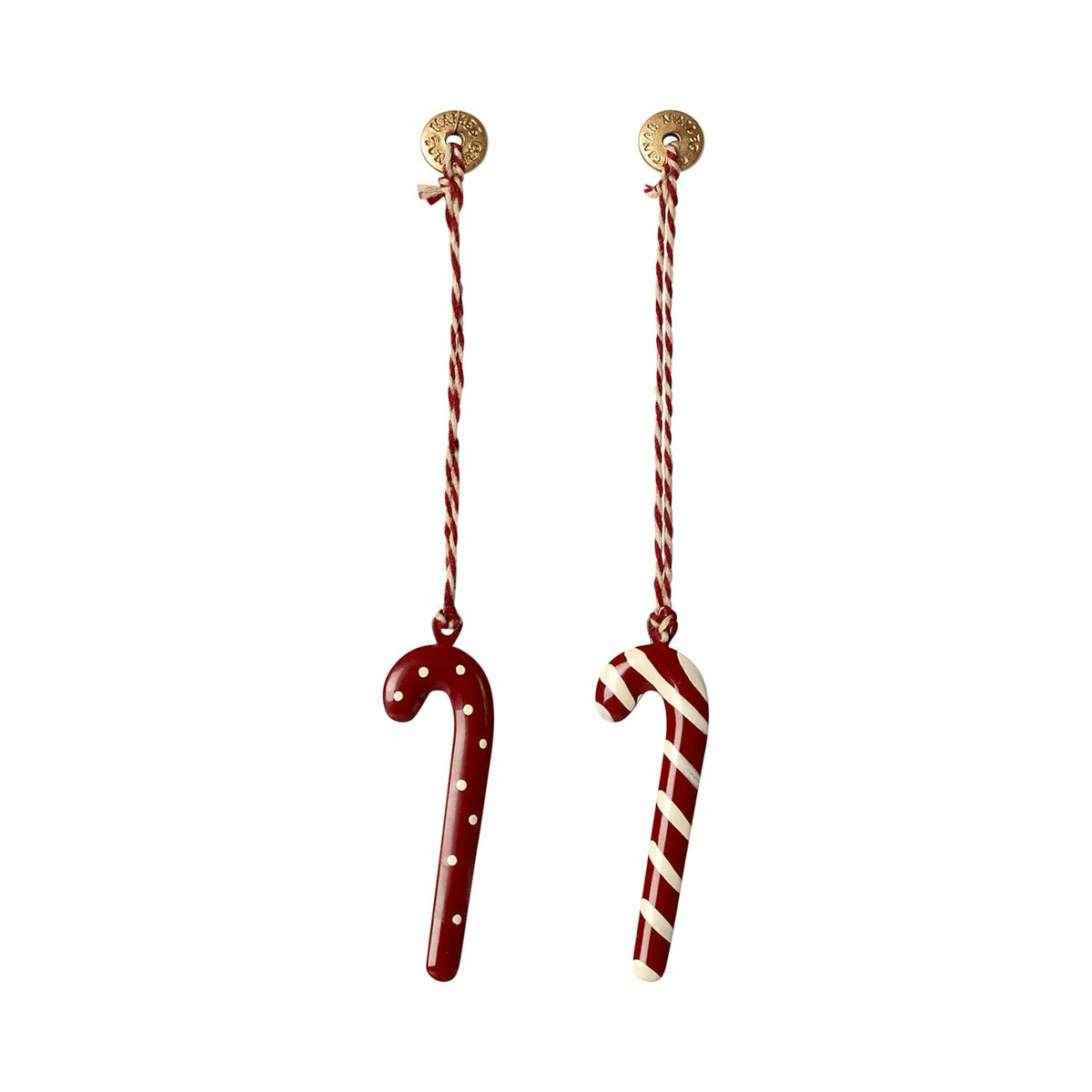 Metallornament "Zuckerstange" im 2er-Set - 7x2cm (Weiß)