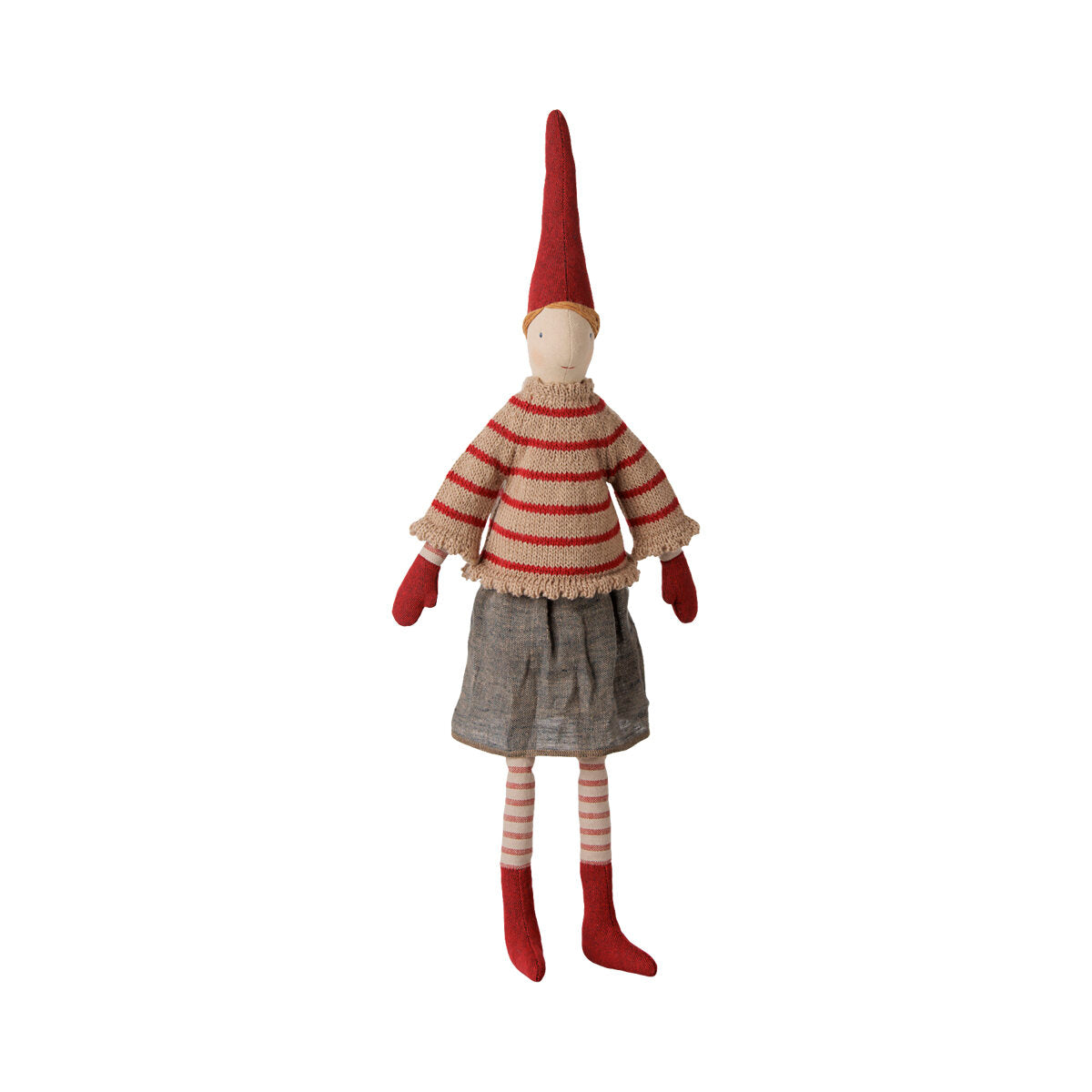 Pixy/Wichtel "Mädchen - Pullover" -  Größe 3 (Natur/Rot)