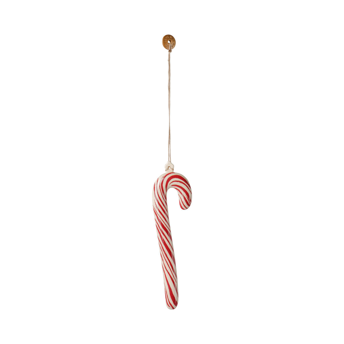 Metallornament "Große Zuckerstange - Streifen und Punkte" im 2er Set - 1,5x8x12 cm (Rot)