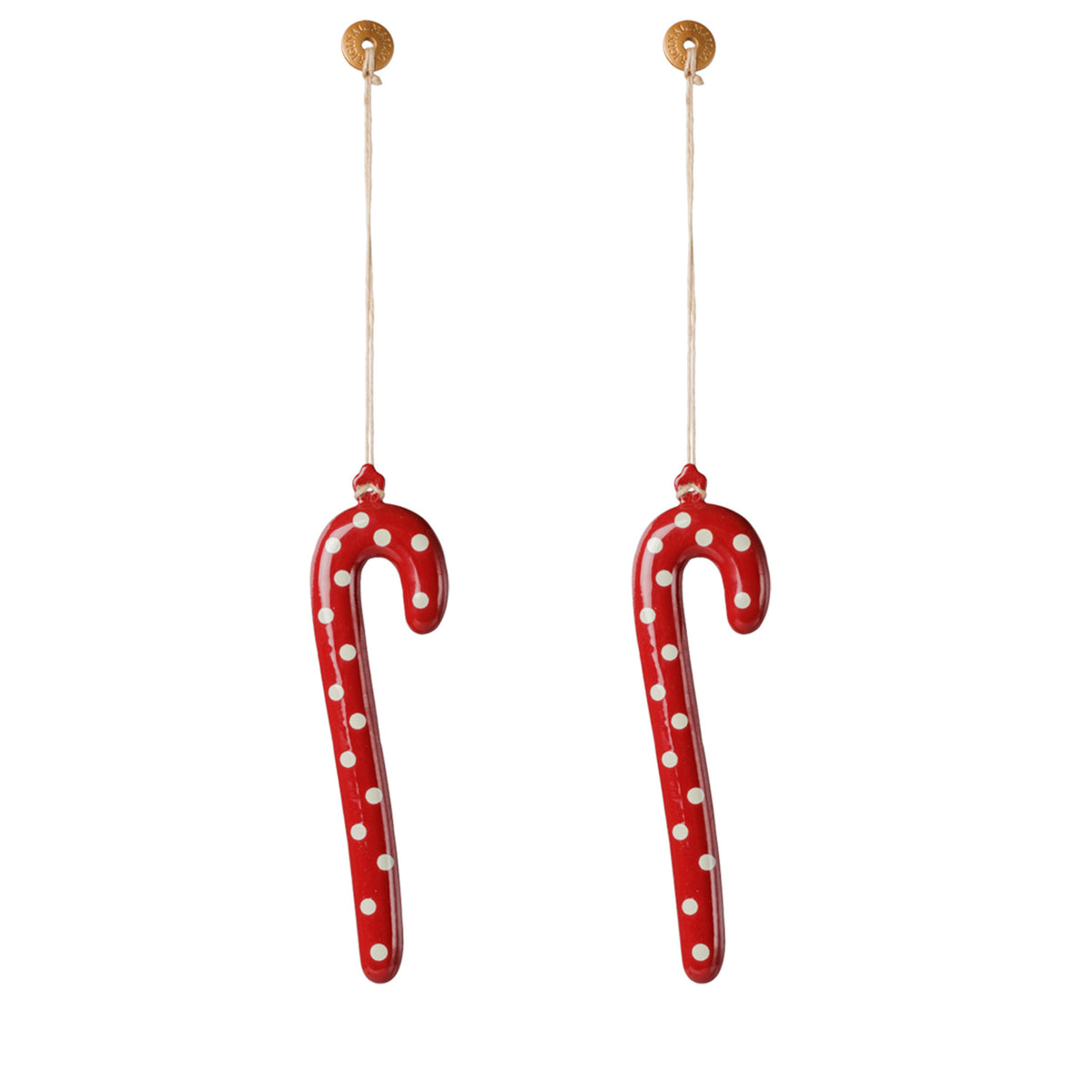 Metallornament "Zuckerstange" im 2er-Set - 7x2cm (Weiß)