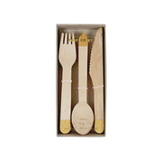 Besteckset hölzern (Gold)