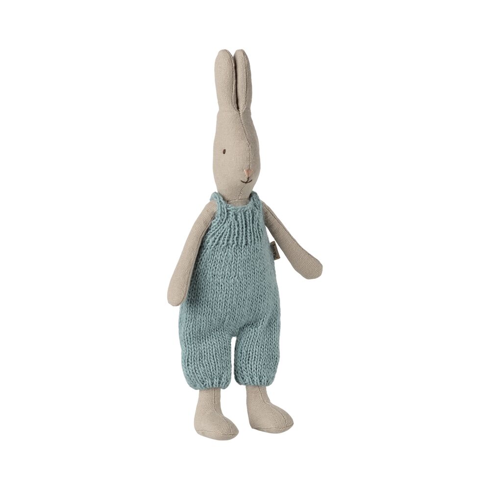 Kaninchen "Klassisch" mit gestricktem Overall - Größe 1 (Blau)