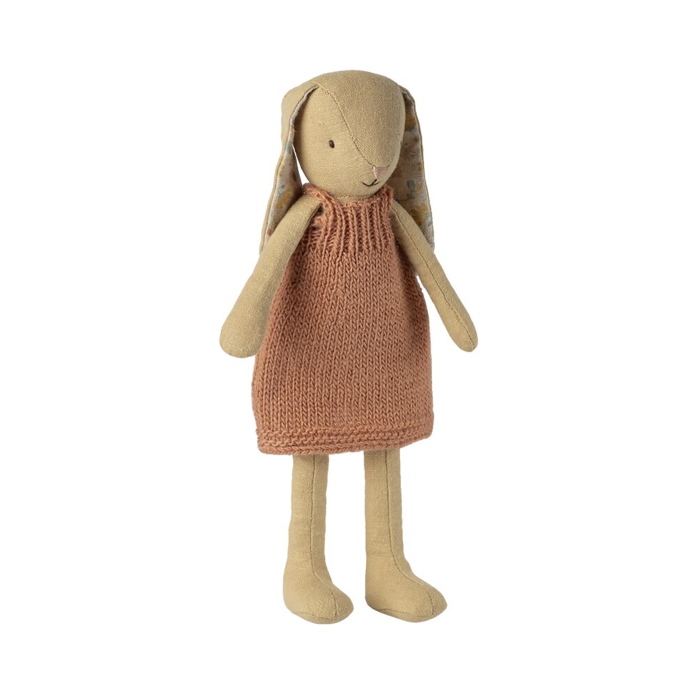 Hase mit gestricktem Kleid - Größe 2 (Cremegelb)