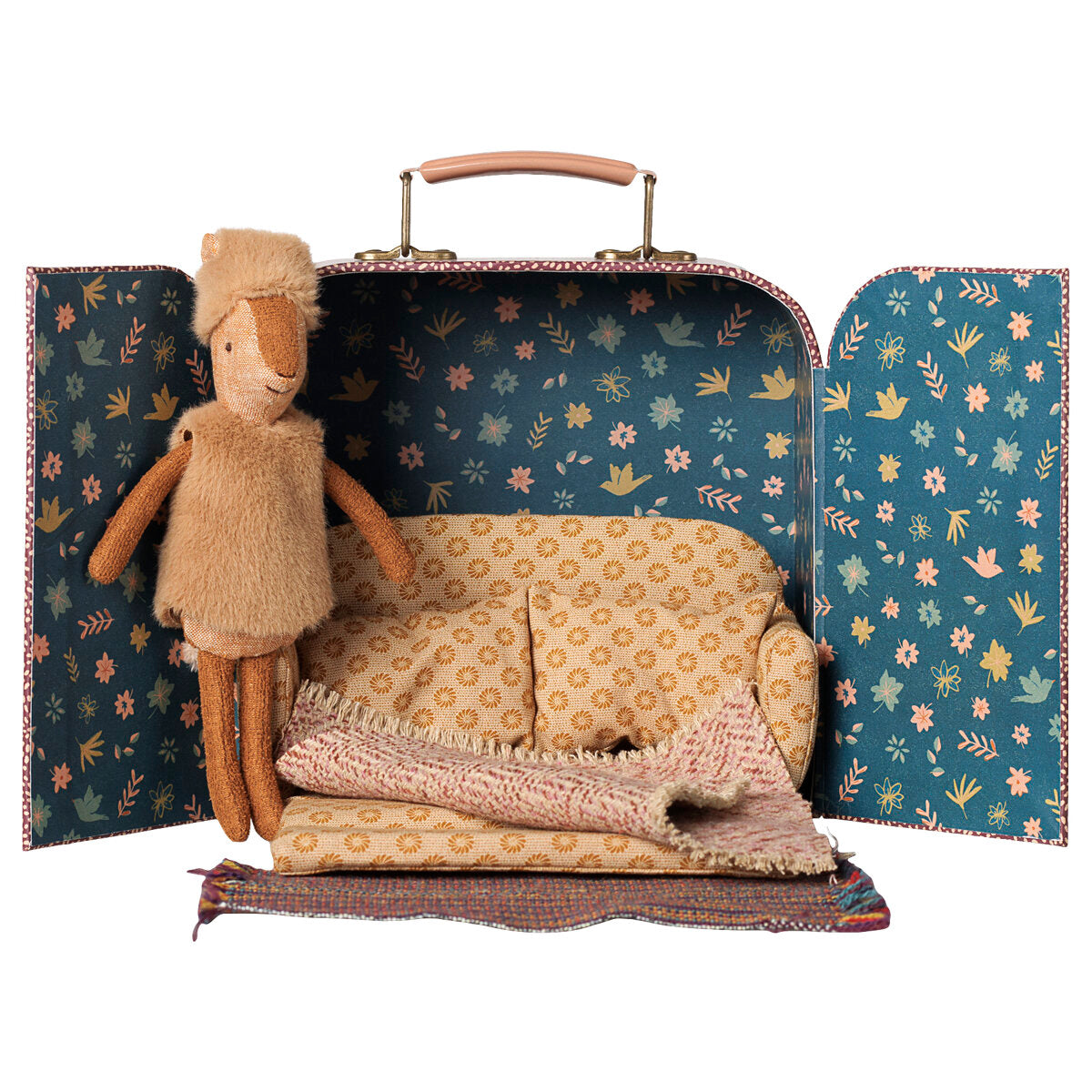 Kuscheltier Rentier im Koffer - Kleine Schwester (Bunt)