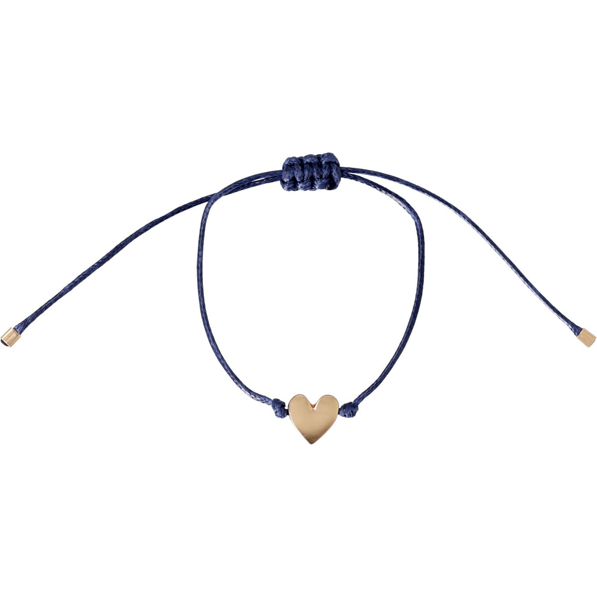 Blaues Kordelarmband mit goldenen Herzanhängern und verstellbarem Verschluss
