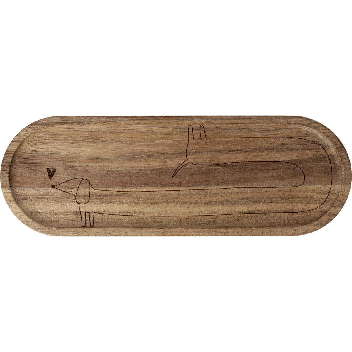 Tablett "Dackel - Herz" - 32x11x1,5 cm (Braun)