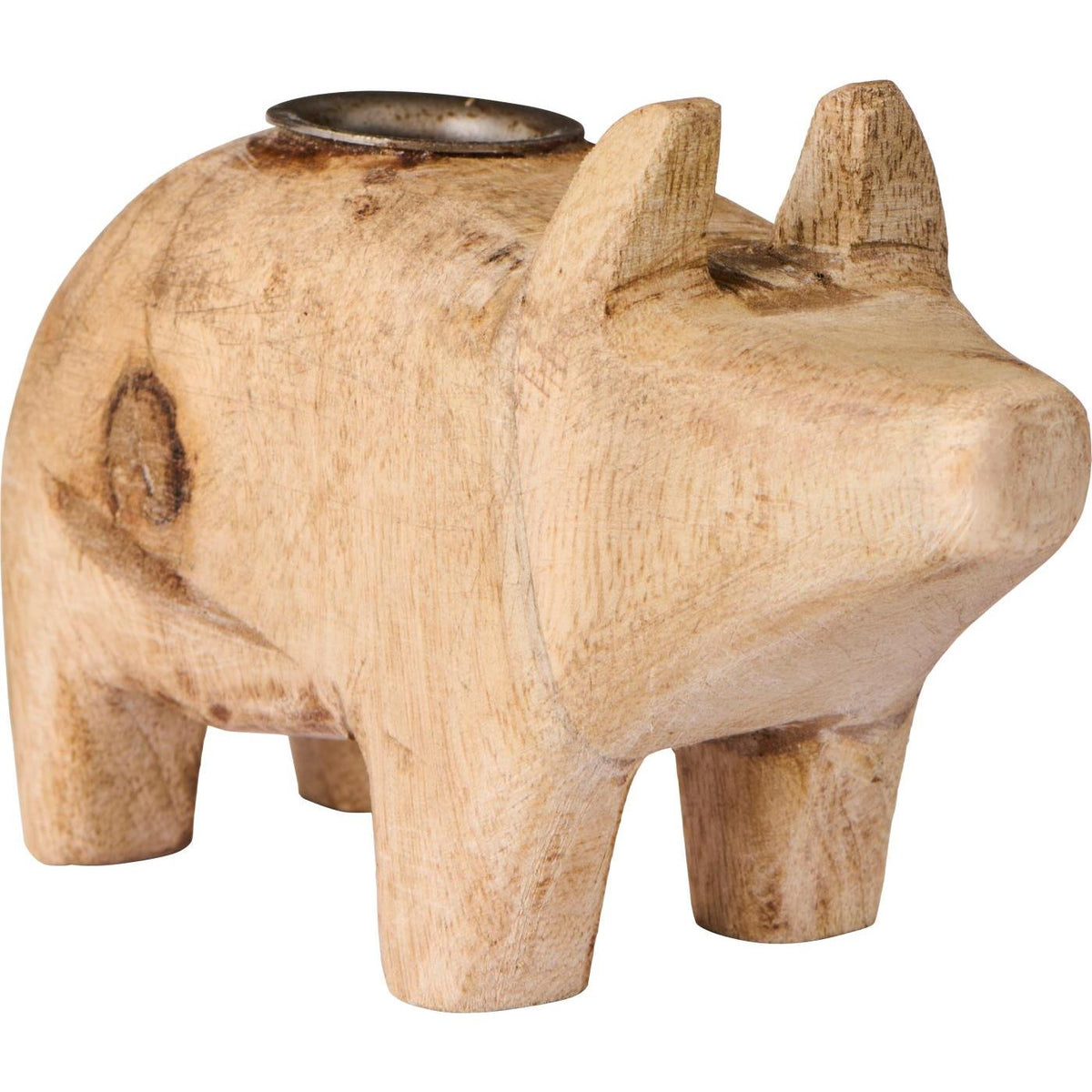 Kerzenhalter "UNIKA - Schwein" - 13,5x6,5x9 cm (Natur)