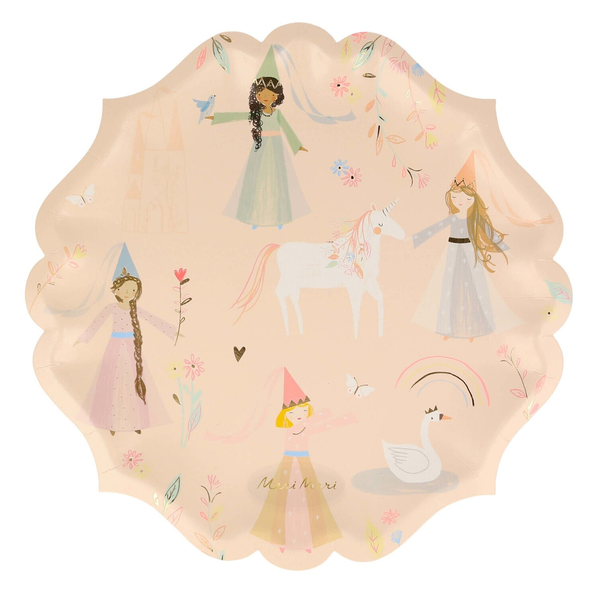 Pappteller "Princess" im 8er-Set - 22,9 cm (Rosa)