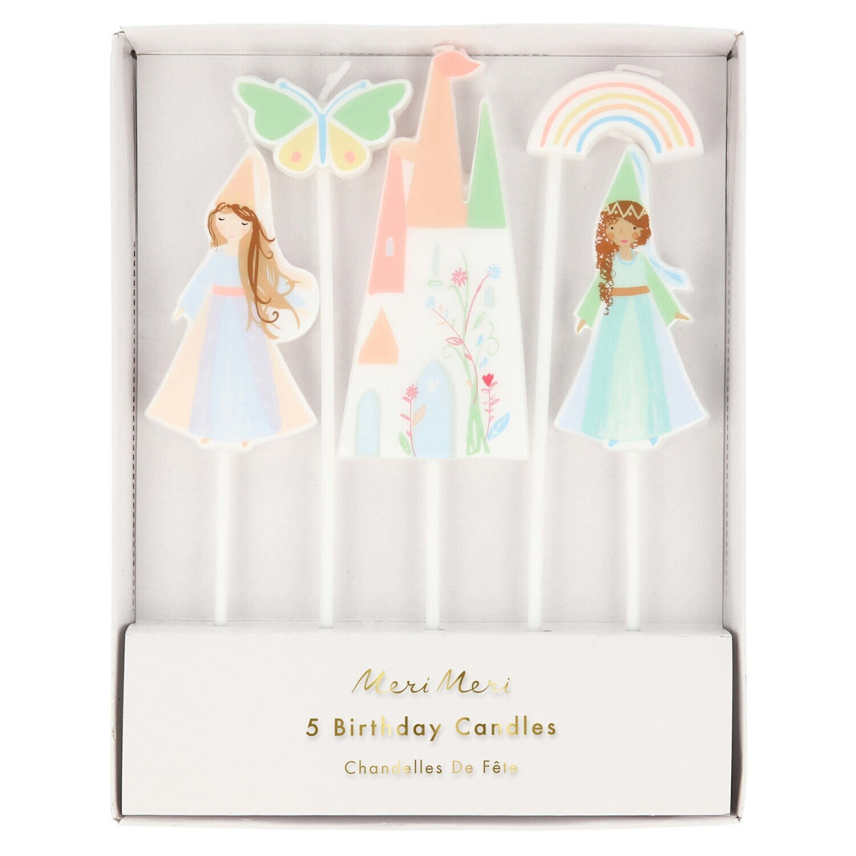 Kerzen "Princess" im 5er-Set - 5,3 cm (Bunt)