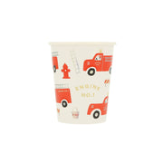 Pappbecher "Fire Truck" im 8er-Set - 256 ml (Rot)