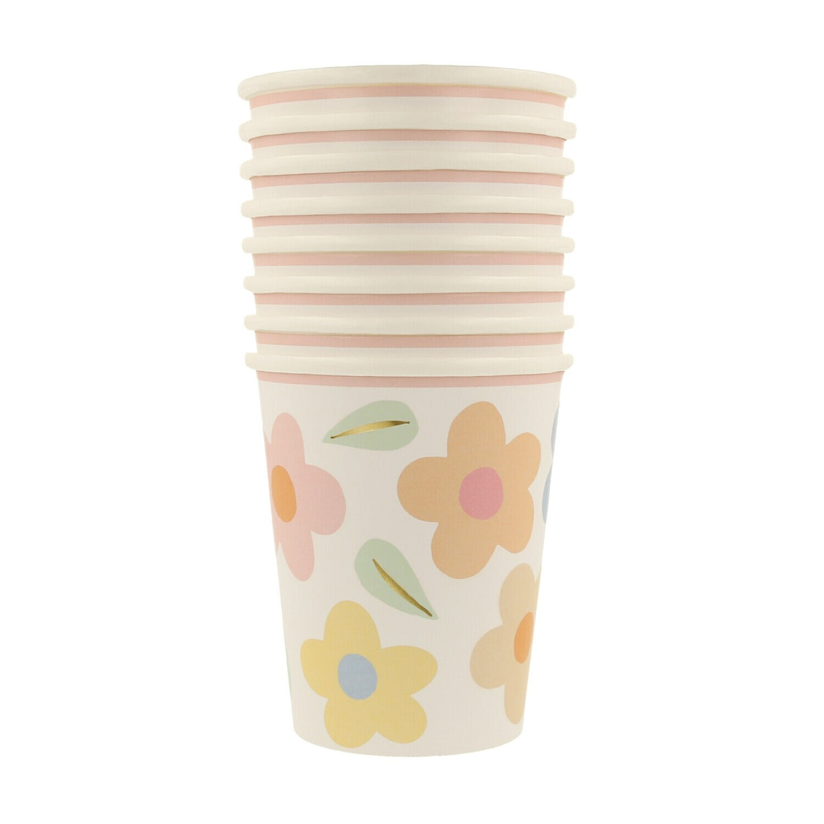 Pappbecher "Happy Flowers" im 8er-Set - 256 ml (Bunt)