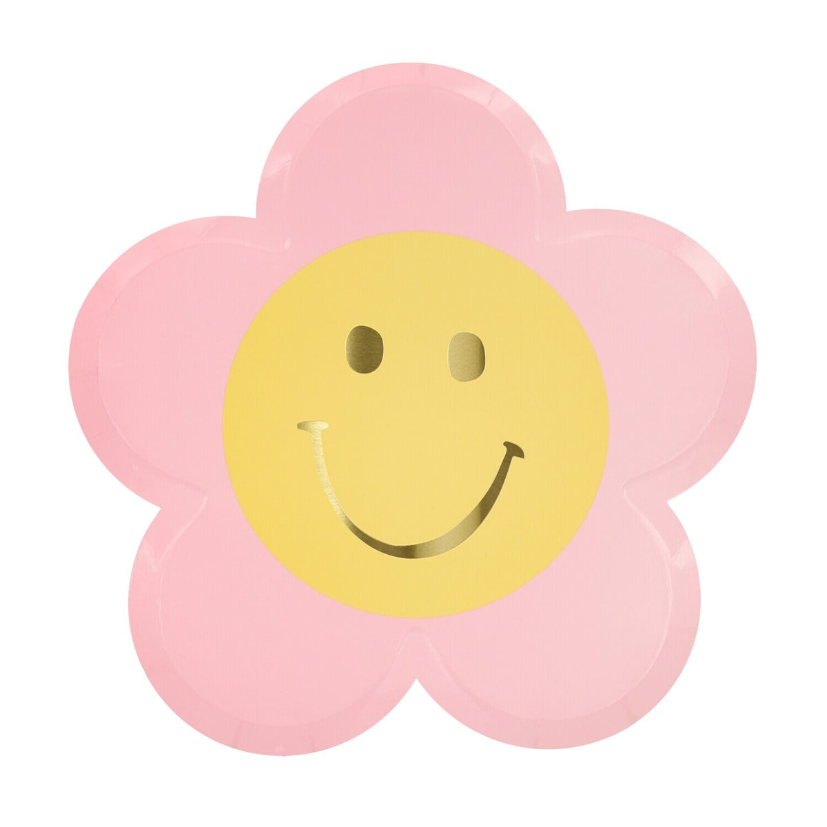 Pappteller "Happy Face Flower" im 8er-Set - 21,6x21,9x0,6 cm (Pink)