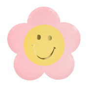 Pappteller "Happy Face Flower" im 8er-Set - 21,6x21,9x0,6 cm (Pink)