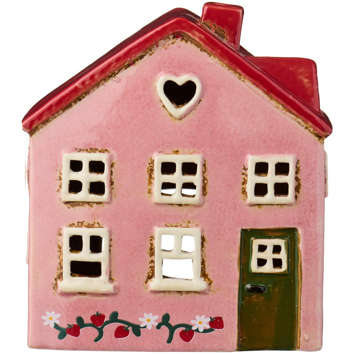 Haus für Teelicht "Ebeltoft -Erdbeerranke" - 14x8x16,2 cm (Grün)