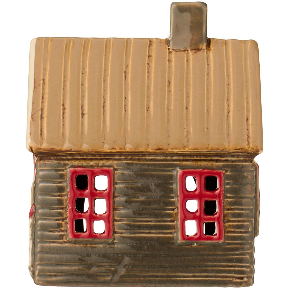 Haus für Teelicht "Skihütte" - 9,8x8,3x12 cm (Braun)