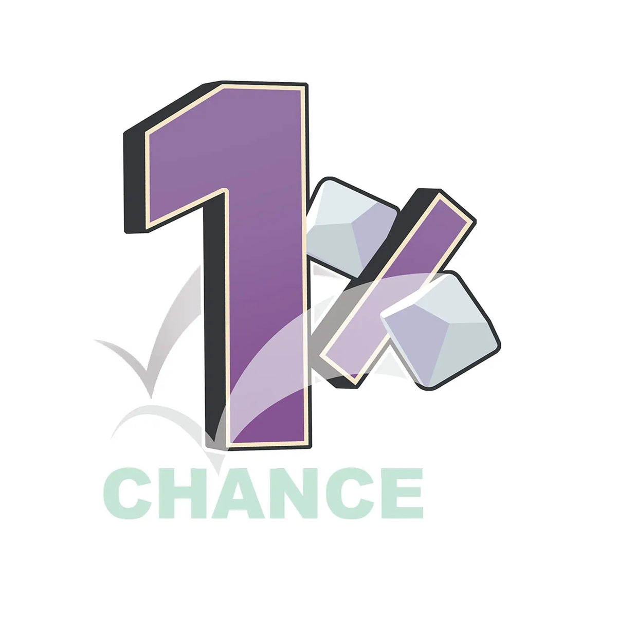 Spielkarte/Spielteil mit großer violetter „1“-Grafik und „CHANCE“-Schriftzug