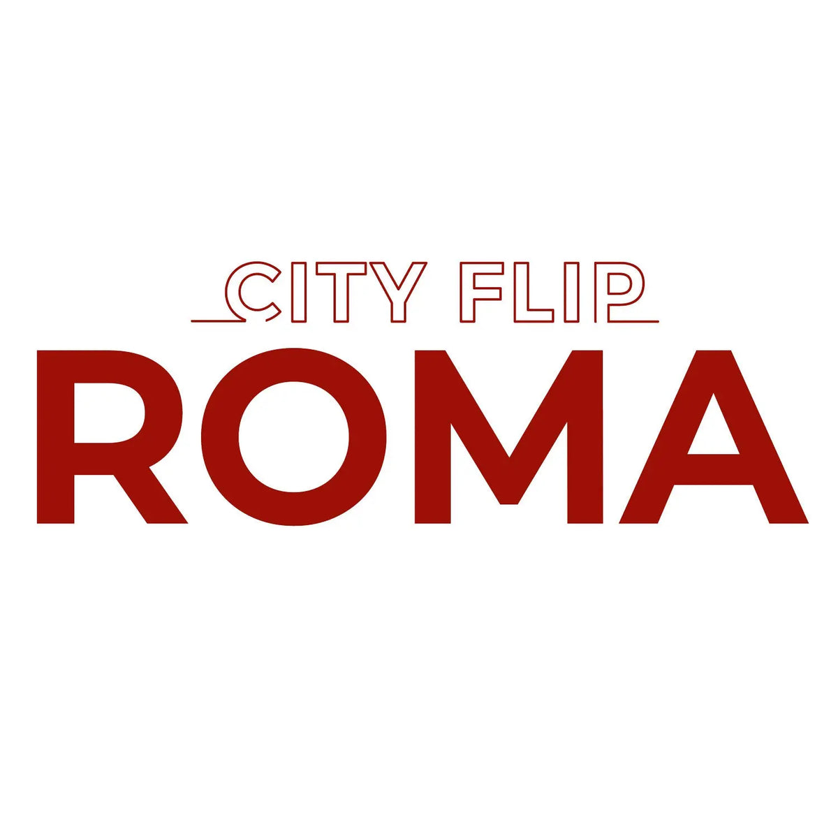 Brettspiel „City Flip: Roma“: Frontmotiv mit „CITY FLIP“ und großer ROMA-Schrift