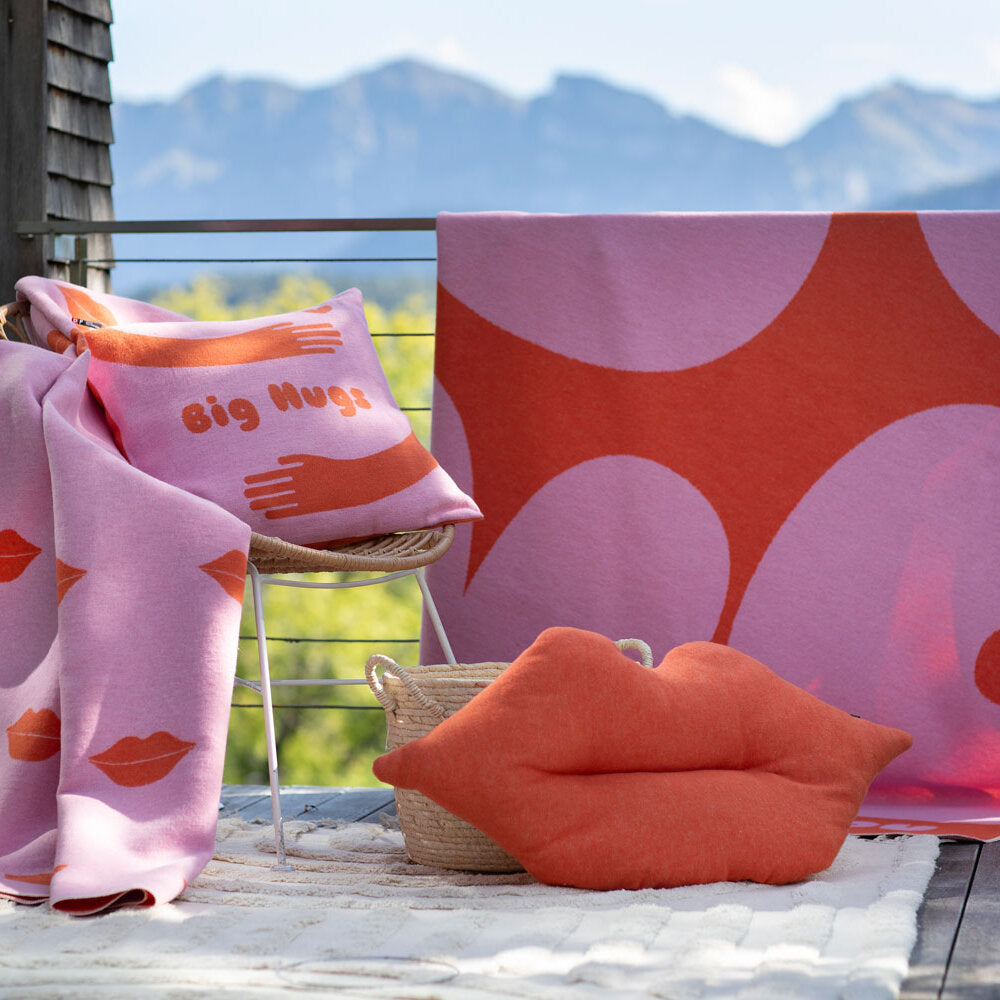 Flanelldecke "SILVRETTA - Red Lips" - 200x140 cm (Rosa)
