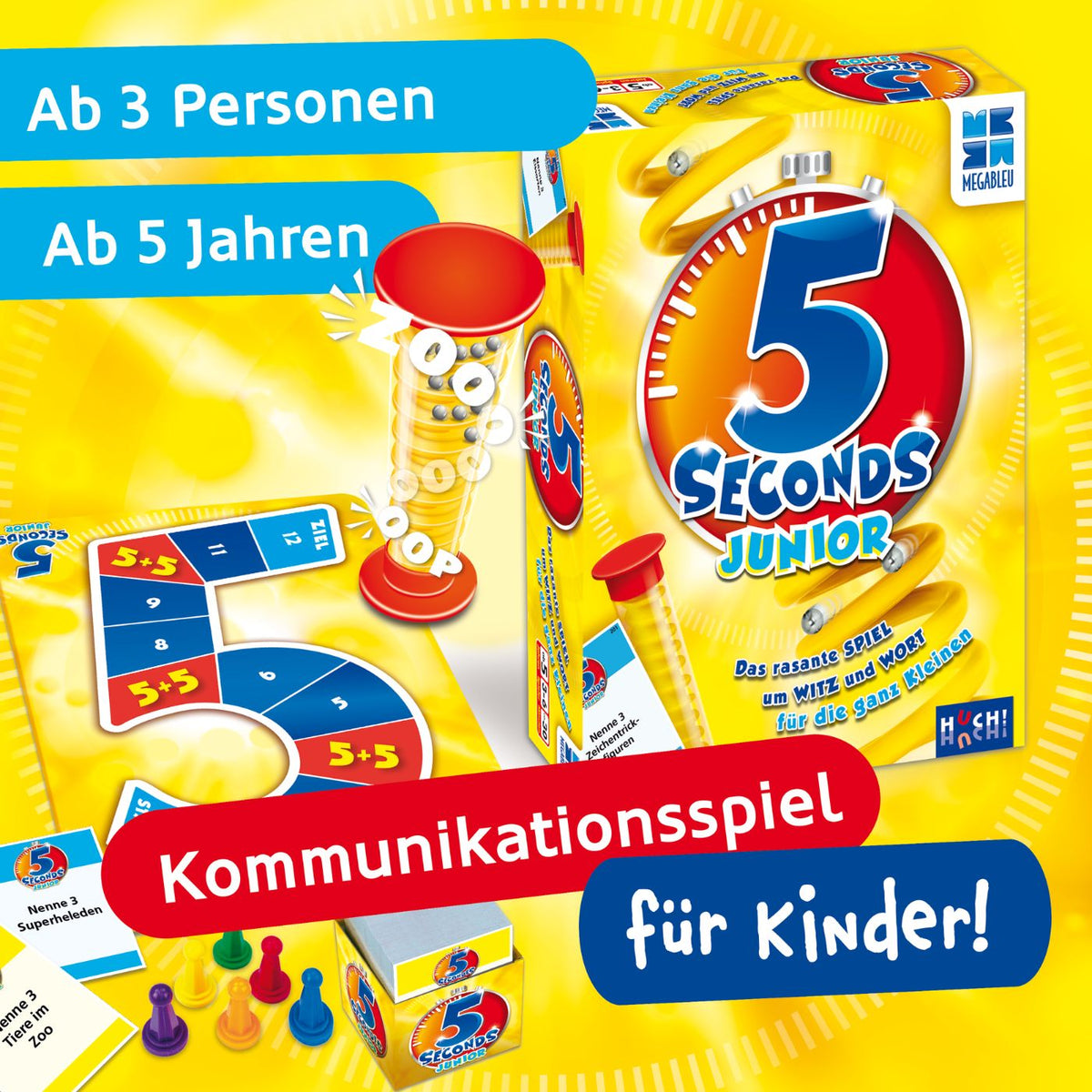 5-Sekunden-Junior Kommunikationsspiel für Kinder, Spielverpackung mit „Ab 3 Personen“