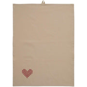Geschirrtuch "Tradition - Herz" - 70x50 cm (Rot/Leinenfarbig)