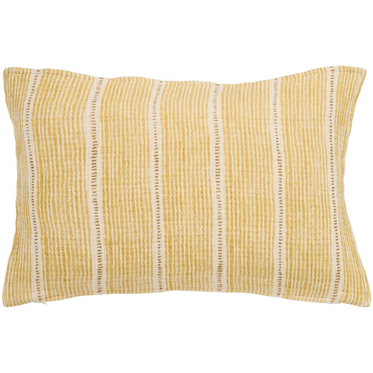 Kissenbezug "Streifen" - 60x40 cm (Offwhite/Mustard)