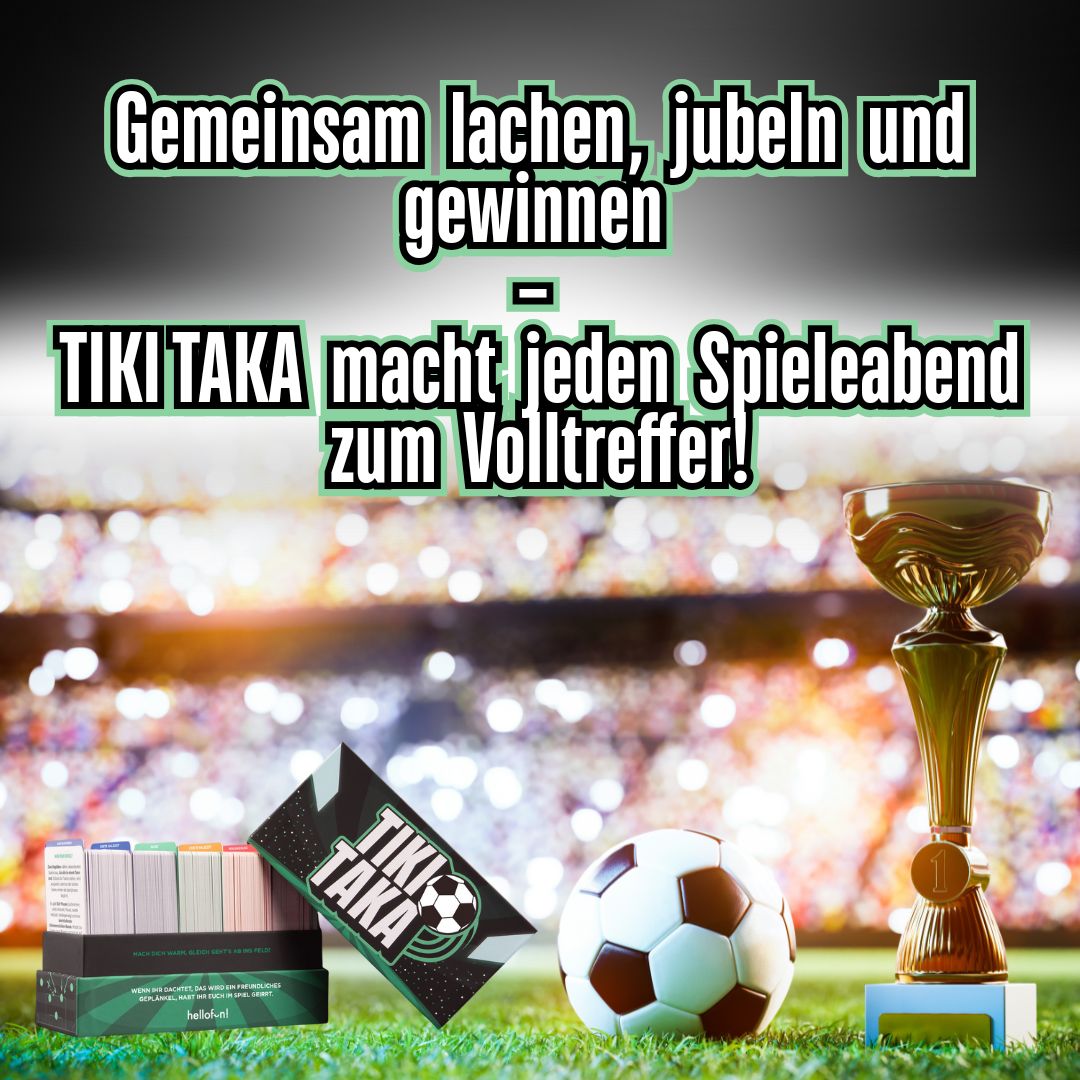 Tiki Taka Fußball-Spielset mit Pokal, Ball und bedruckten Kartenteilen