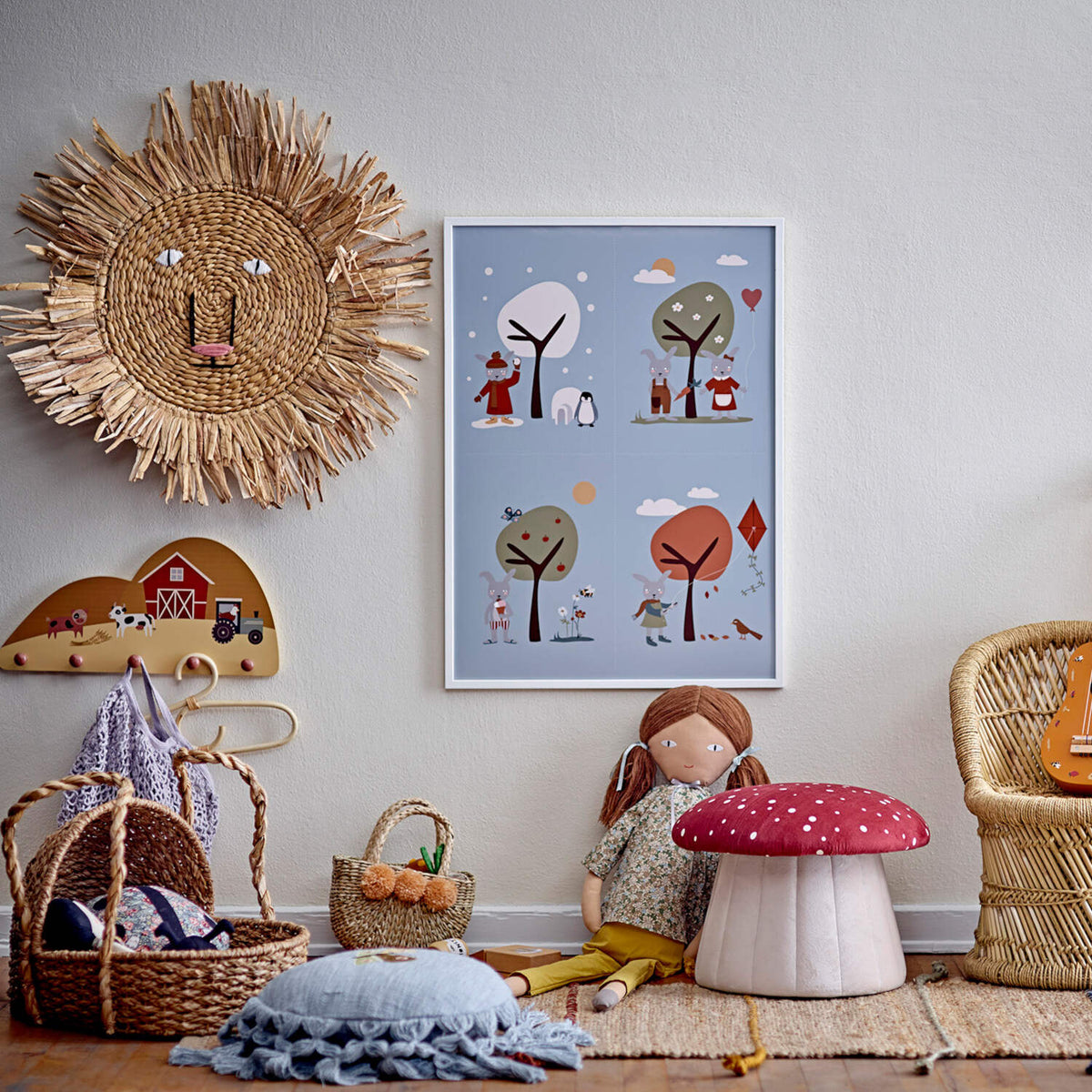 Kinder-Wandgarderobe "Billy - Bauernhof" - 42x6x21 cm (Bunt)