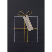 Weihnachtskarte gestickt "Schöne Bescherung" - 11,8x16,6 cm (Schwarz/Weiß/Gold)