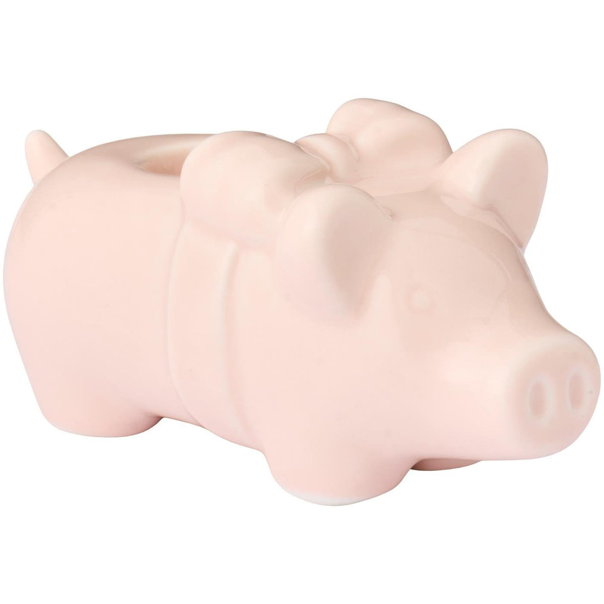 Kerzenhalter "Schwein mit Schleife" - 11,5x5x5,4 cm (Hellrosa)