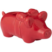 Kerzenhalter "Schwein mit Schleife" - 11,5x5x5,4 cm (Rot)
