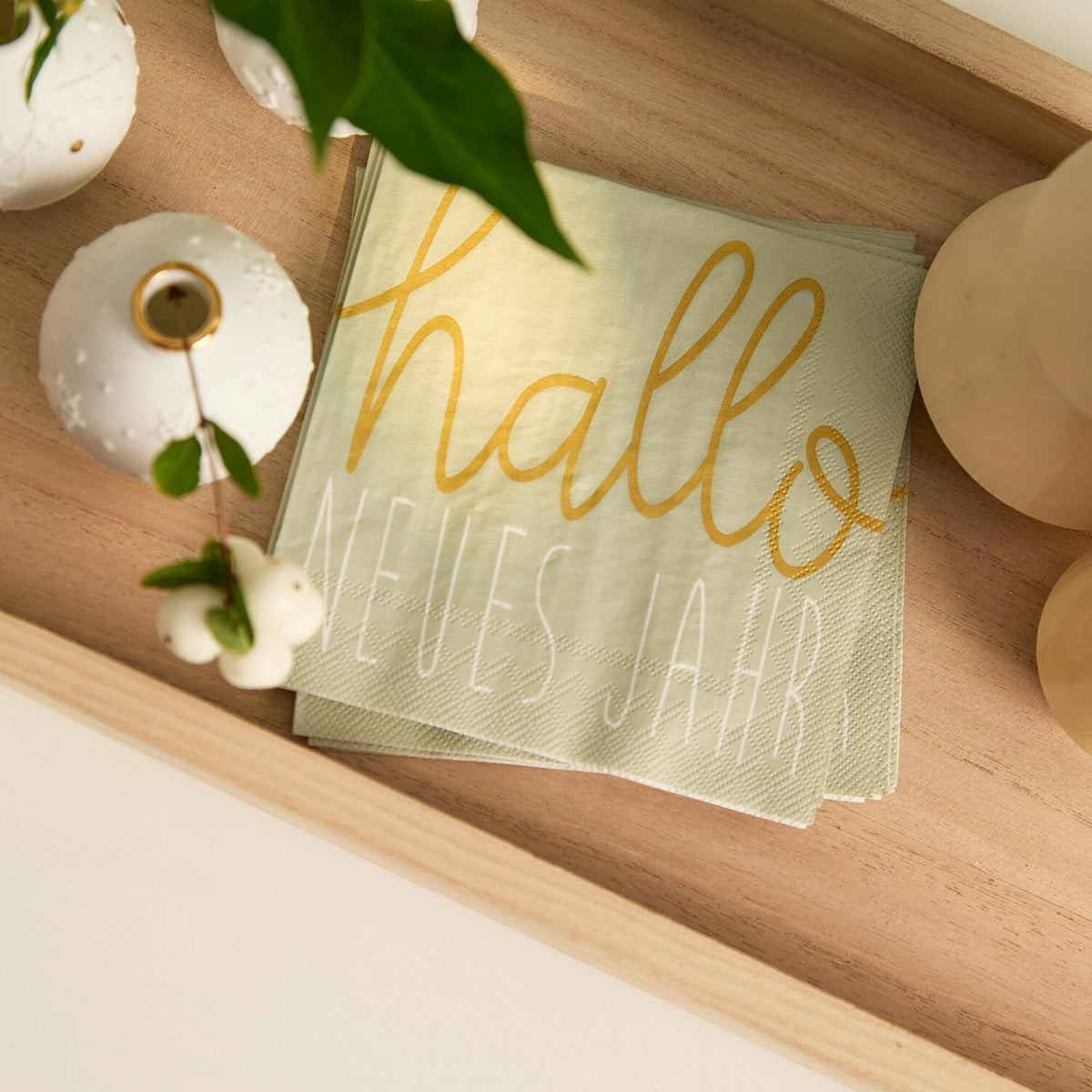 Cocktailserviette "Hallo neues Jahr" - 25x25 cm