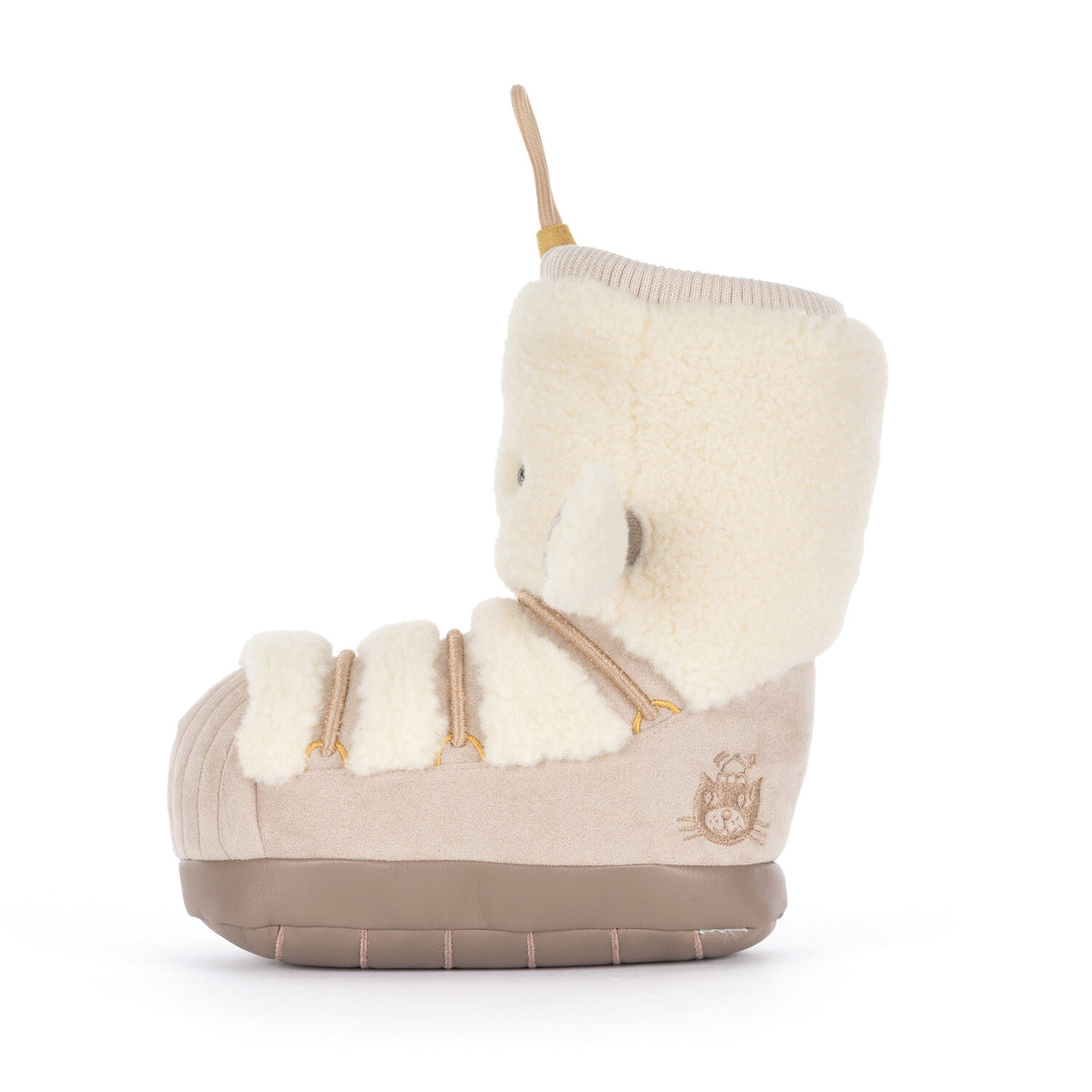 Kuscheltier-Schneeboot „Perta“ in Beige mit ausgestelltem Plüschfutter und Pfotenoptik