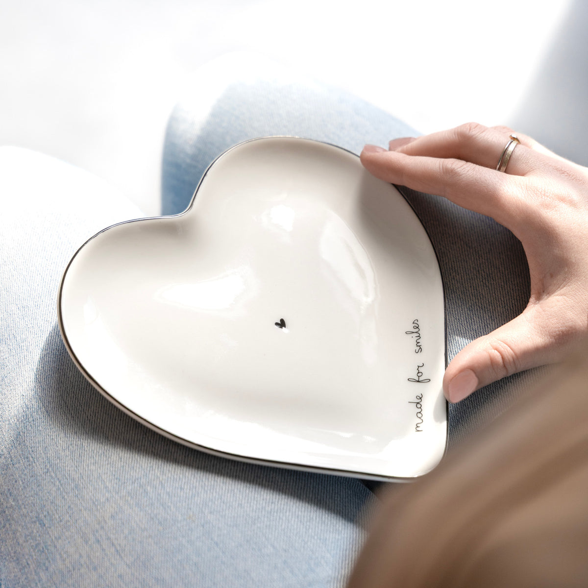 Teller "Heart - Made for Smiles" - 17,5x18,5 cm (Weiß)