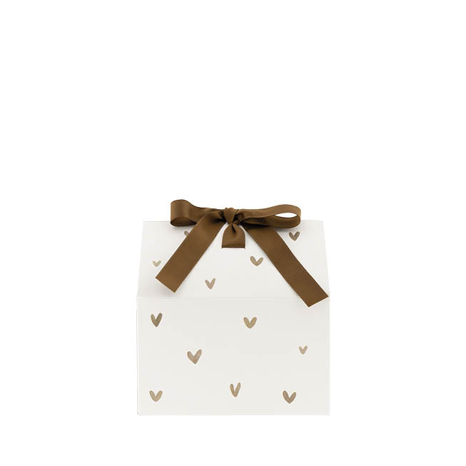 Geschenkbox "Hearts" - 13,5x17,5 cm (Braun)