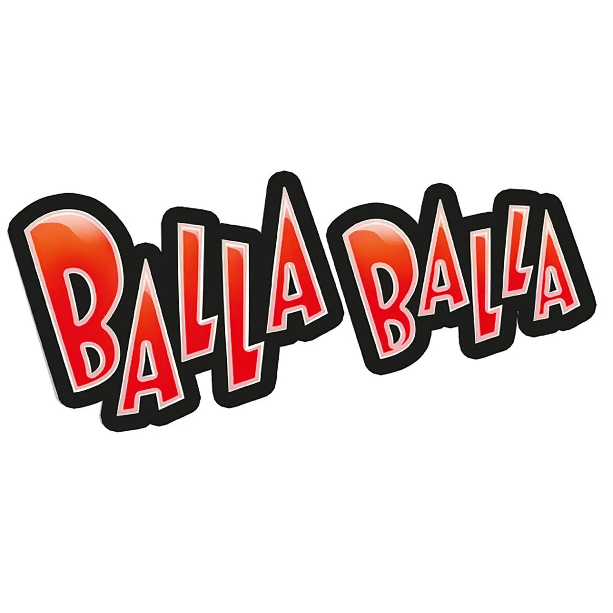 Balla Balla Spiel-Logo in Schwarz mit orangefarbenen Akzenten auf weißem Hintergrund