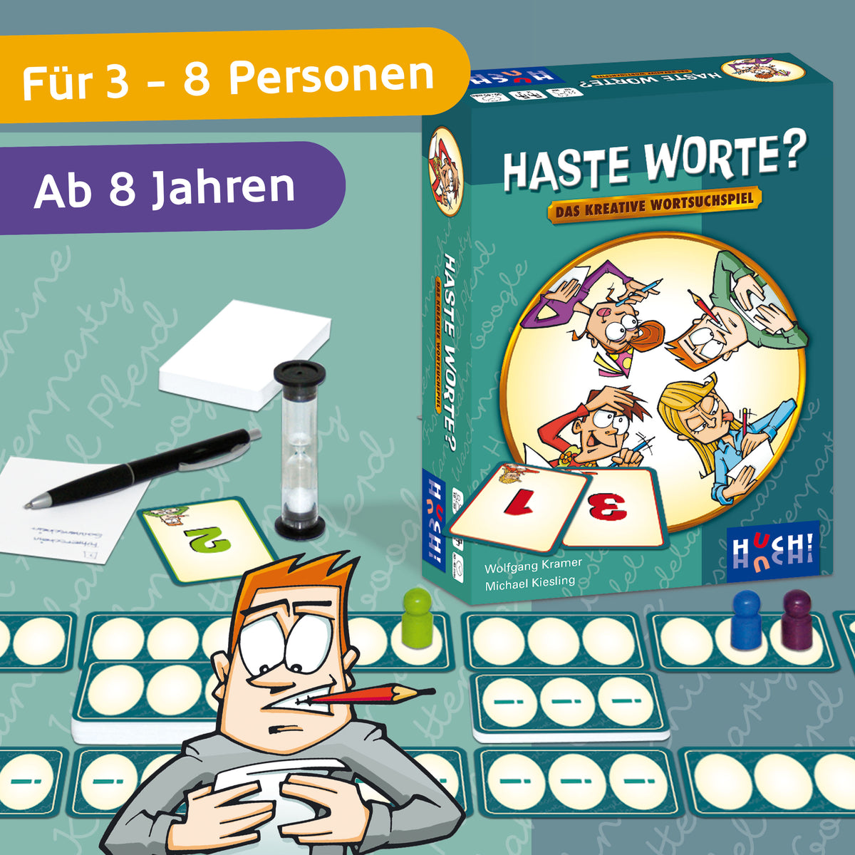 Gesellschaftsspiel-Box mit farbigem Cover „Haste Worte?“
