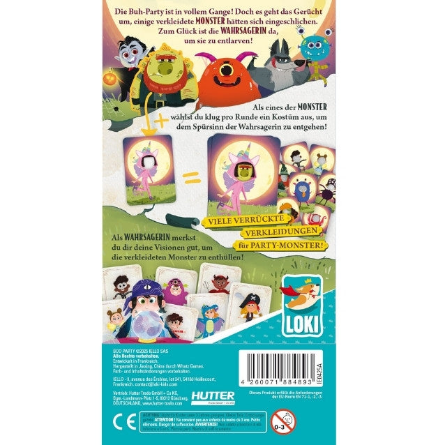 Spielbox-Rückseite mit Monster-Illustrationen, Kartenabbildungen und Barcode