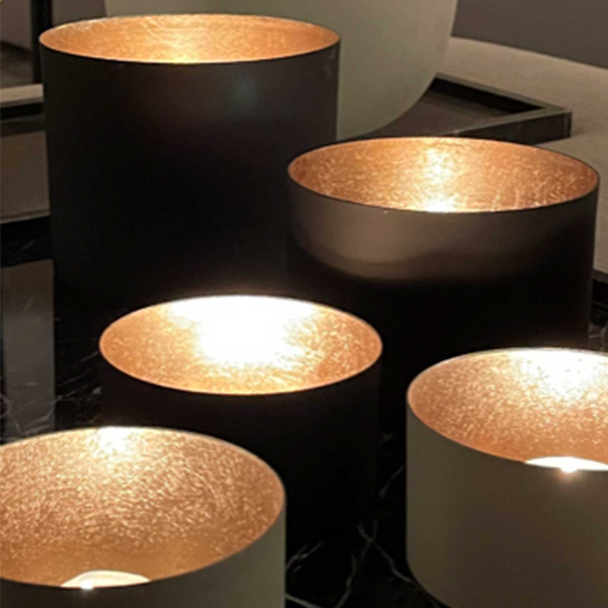 Windlicht "Chennai" - L (Grau/Gold)