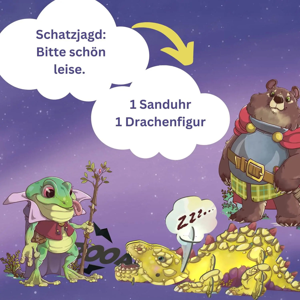 Echtzeit-Memospiel mit Drachenfiguren und Sanduhr-Element