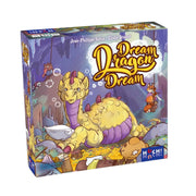 Spielbox des Echtzeit-Memospiels mit gelbem Drachen und Charakteren