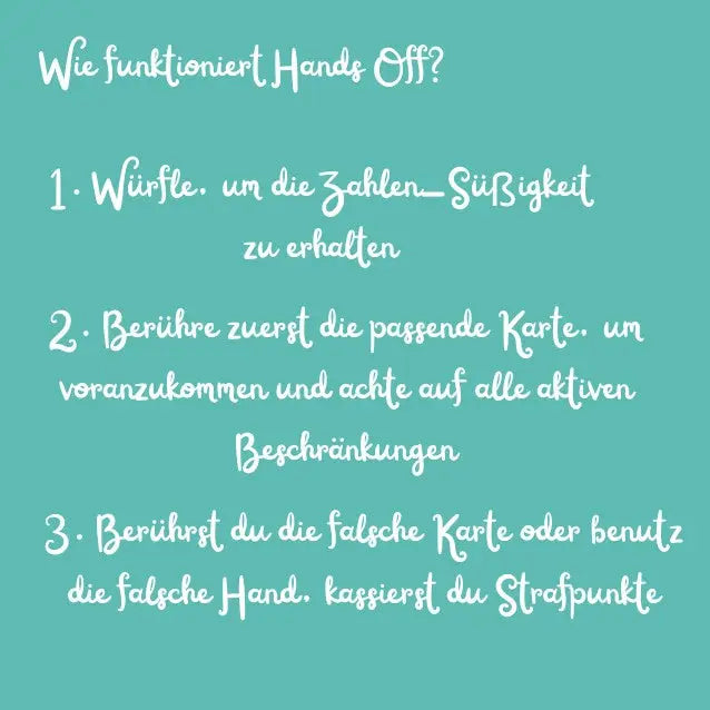 Anleitungsseite „Wie funktioniert Hände Off?“ mit nummerierten Schritten