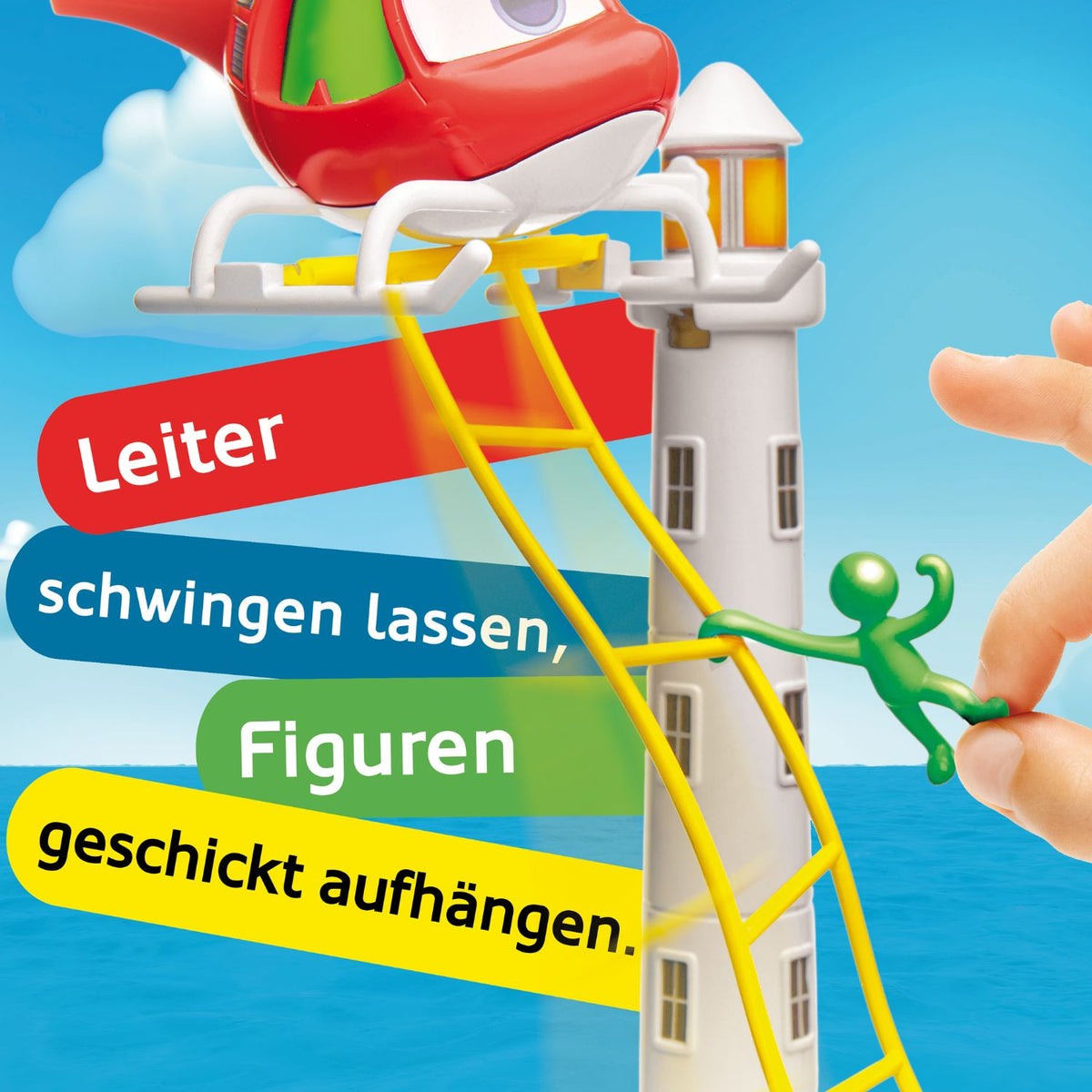 Spielturm mit Leiter und hängenden Figuren, Zubehör für Rettungshubschrauber-Spielset