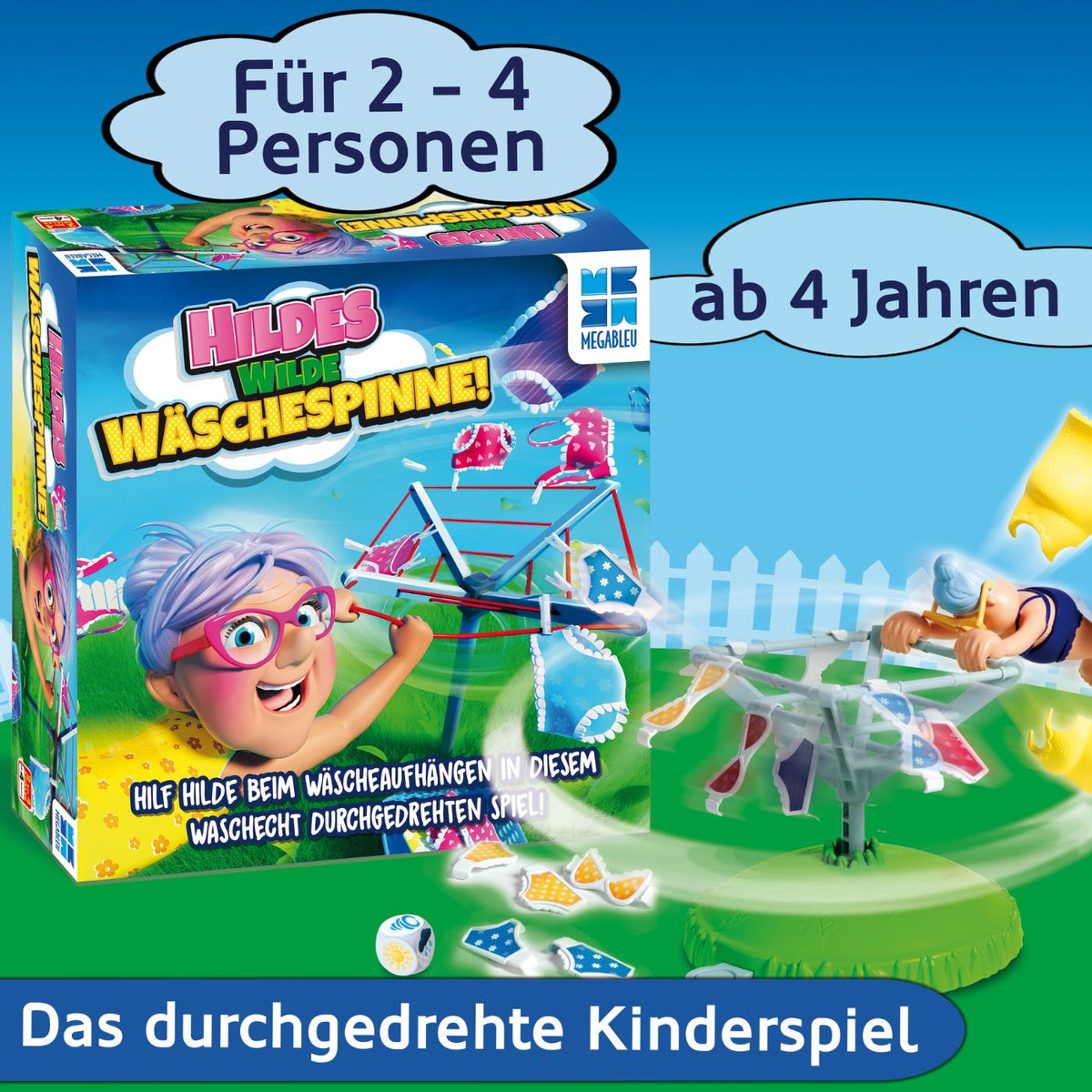 Spielzeug-Wäschespinne im Karton mit Zubehör