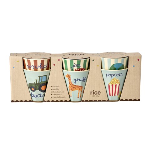 Melamin Kinderbecher "ABC" im 6er-Set - S (Bunt)