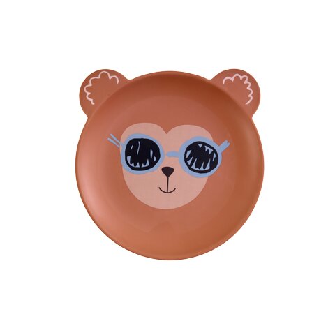 Melamin Kinderteller "Monkey" - 19,5 cm (Braun)